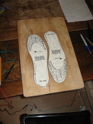 Wire traces stuck to insoles