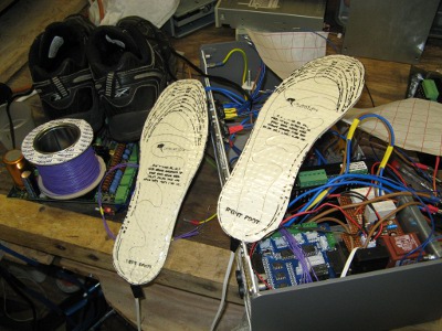 Attaching wires to the soles